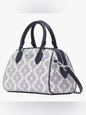 NWT 💙 Kate Spade Flower Small Duffle in White & Navy Satchel/Crossbody